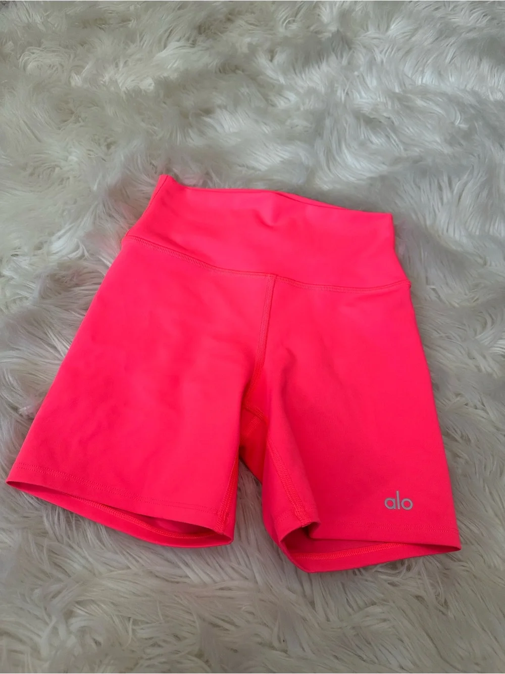 ALO Yoga Neon Pink High-Rise Bike Shorts